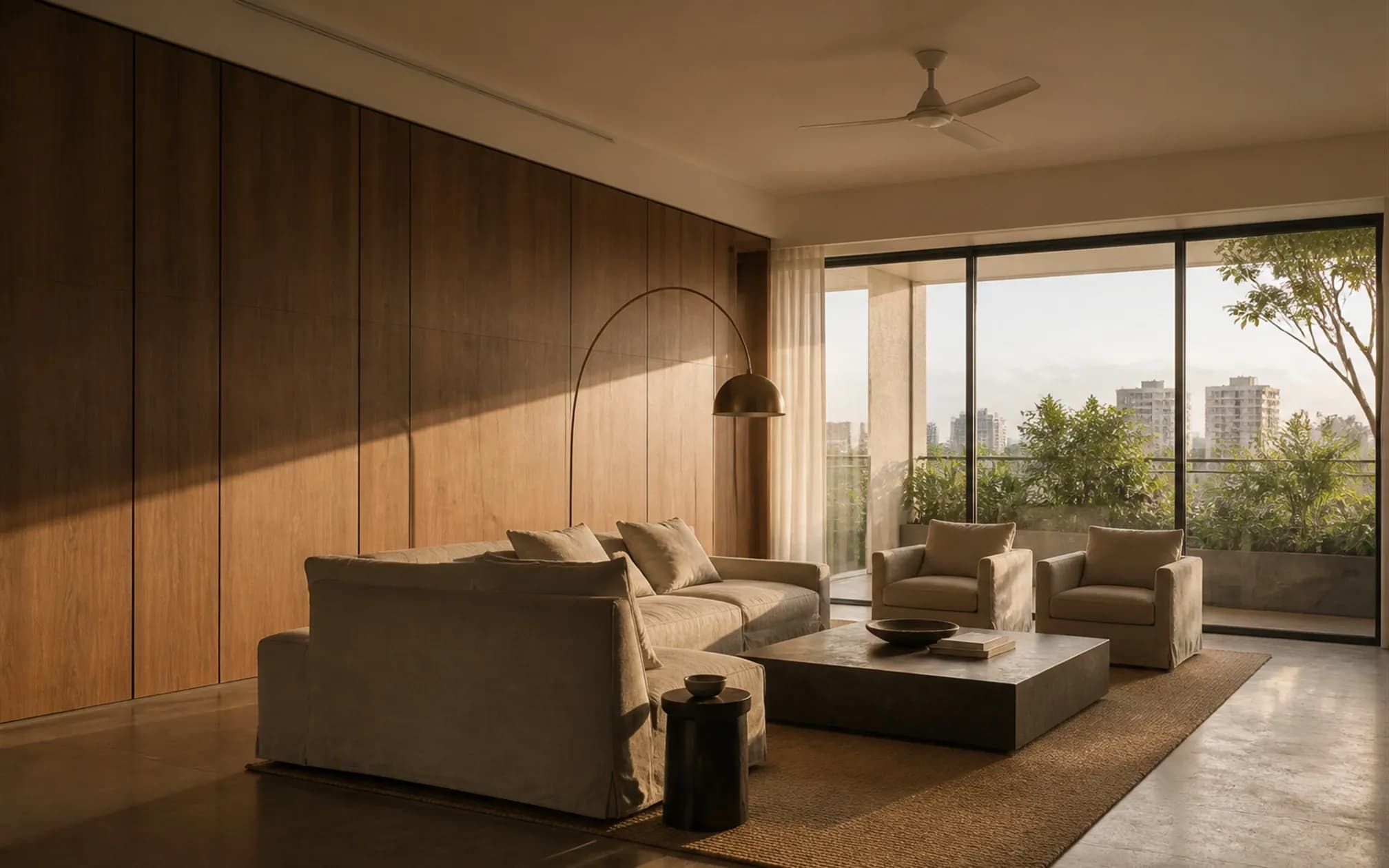 Refined MIYAAR interior opening into a planted courtyard
